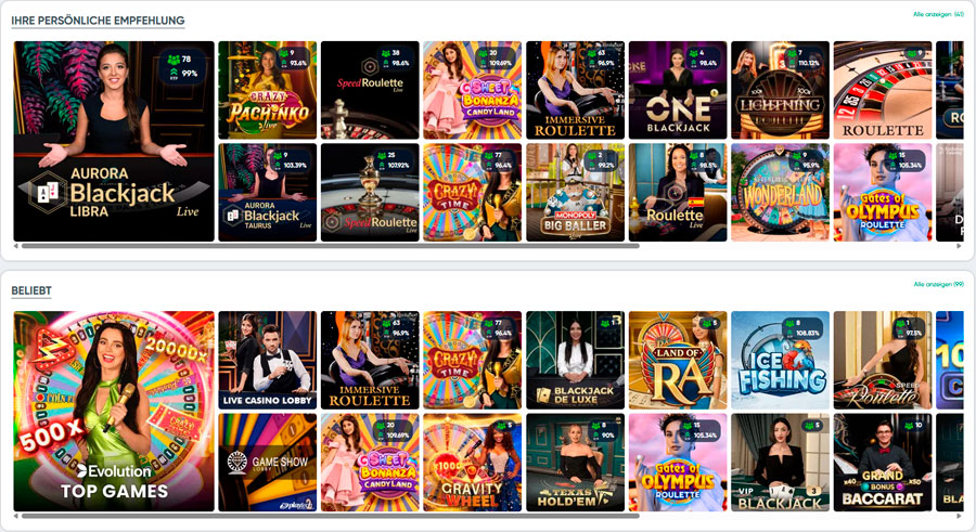 Live-Spiele im Ivibet Casino
