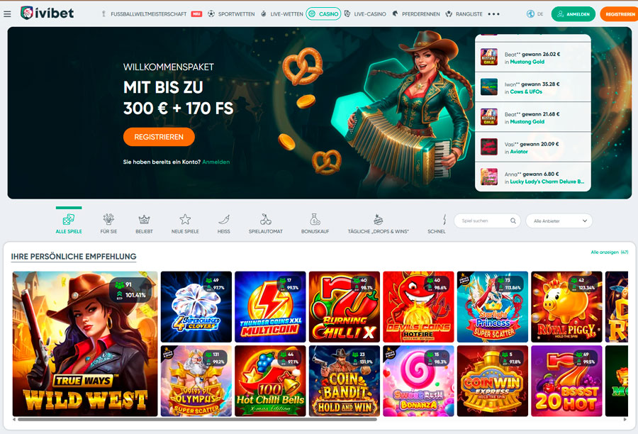 Ivibet Casino Homepage
