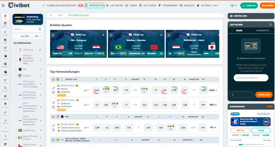 Sportwetten und eSports im Ivibet Casino