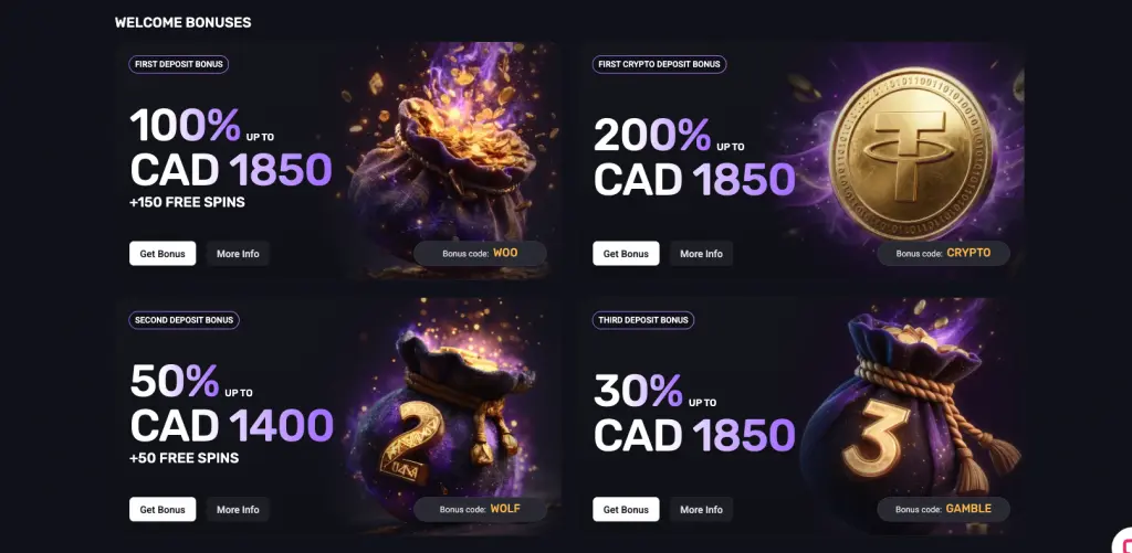 woocasino bonuses