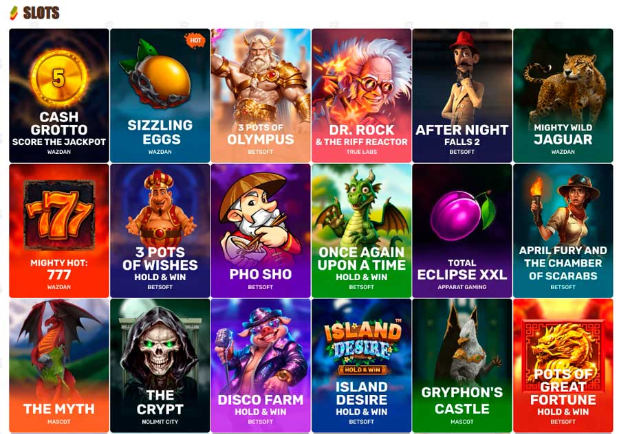 Spielautomaten im Bob Casino