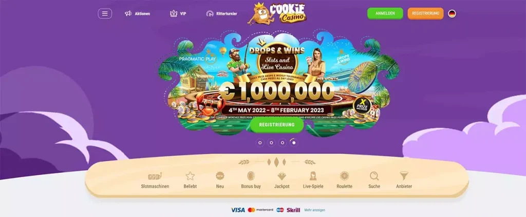 Cookie Casino DE online gambling site home page