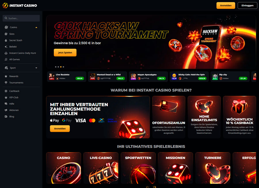 Instant Casino Startseite