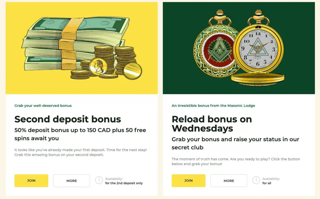 Mason Slots Bonuses