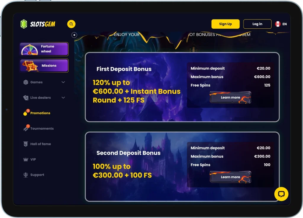 Slotsgem Casino Bonus