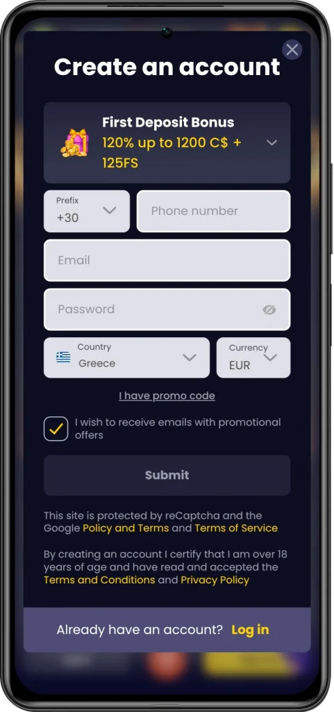 Slotsgem Registration