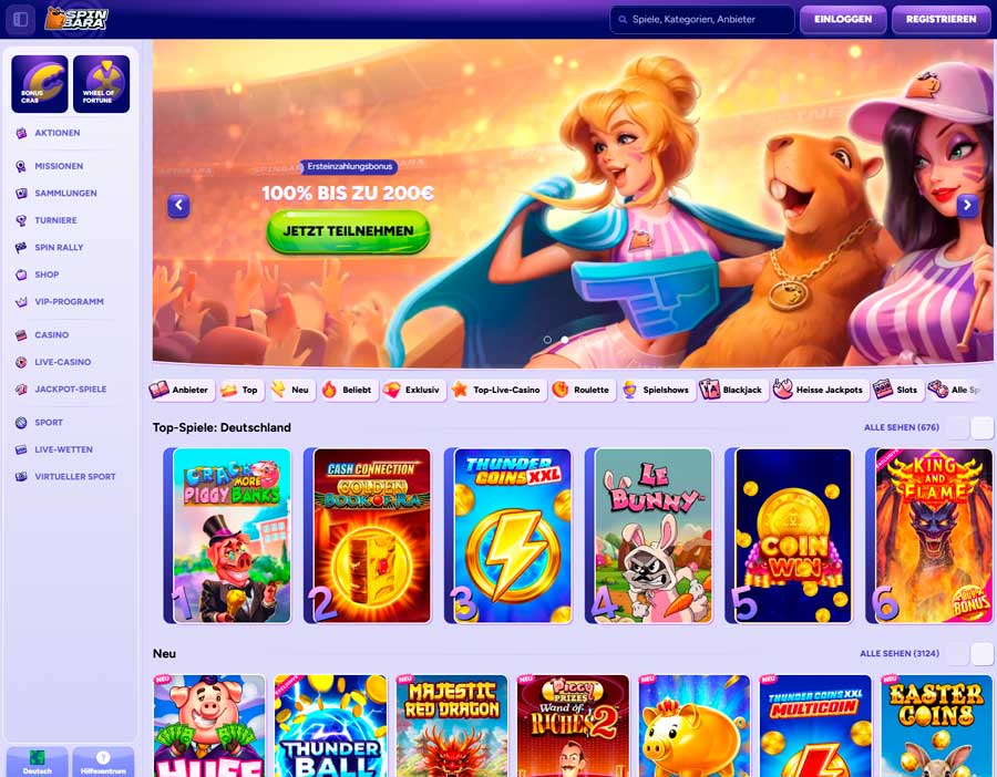 SpinBara Casino Startseite