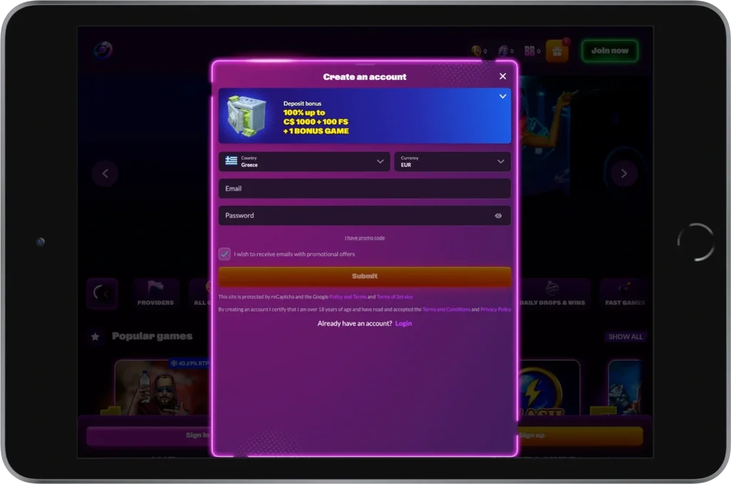 Register at Slotrave Casino