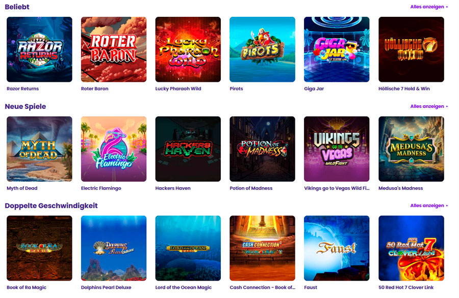 Beliebte Spiele bei Wildz Casino